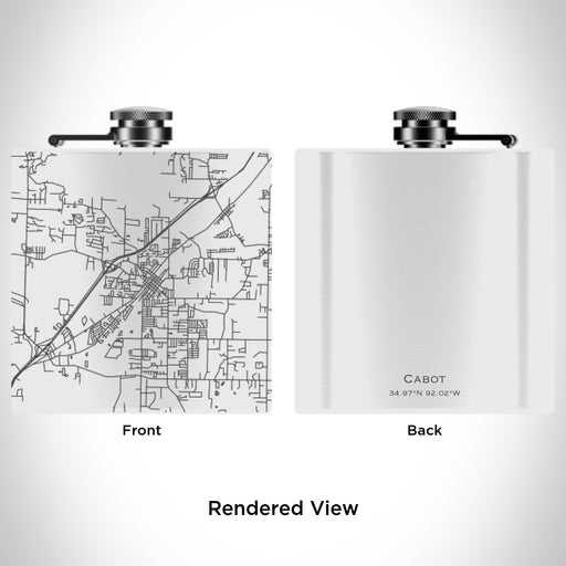 Rendered View of Cabot Arkansas Map Engraving on 6oz Stainless Steel Flask in White