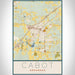 Cabot Arkansas Map Print Portrait Orientation in Woodblock Style With Shaded Background