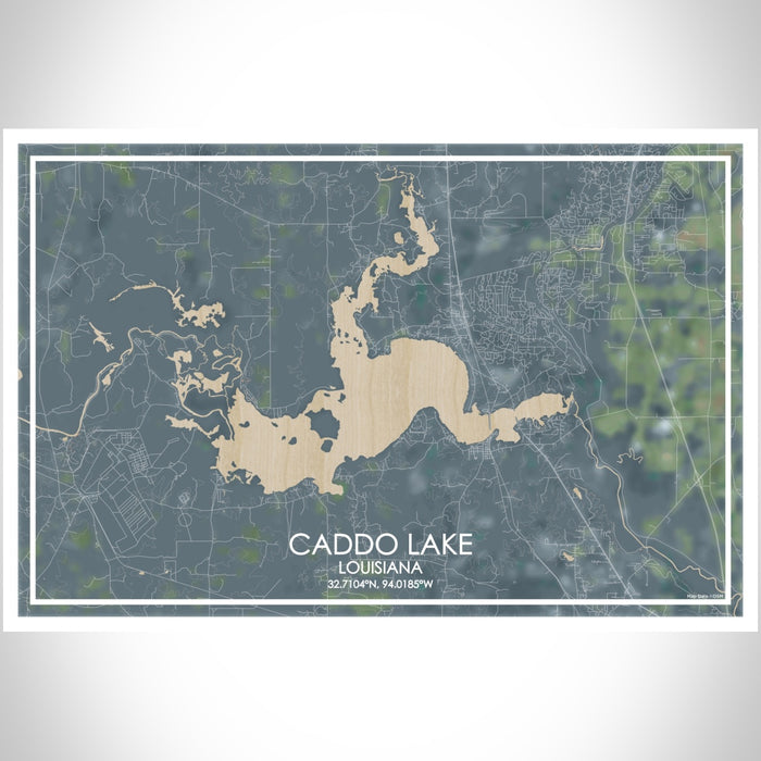 Caddo lake Louisiana Map Print Landscape Orientation in Afternoon Style With Shaded Background