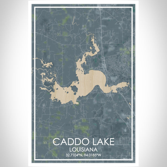 Caddo lake Louisiana Map Print Portrait Orientation in Afternoon Style With Shaded Background