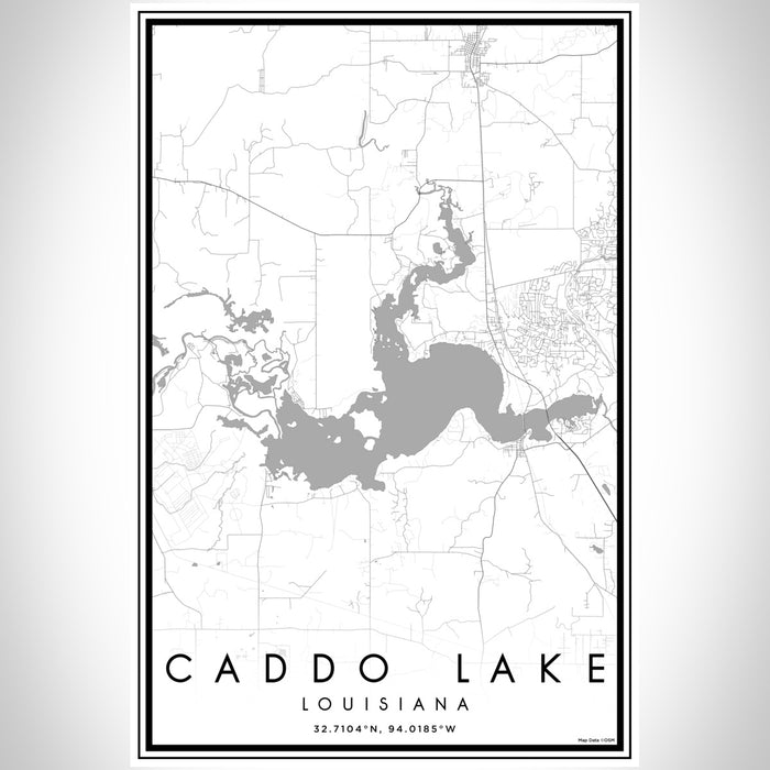 Caddo lake Louisiana Map Print Portrait Orientation in Classic Style With Shaded Background