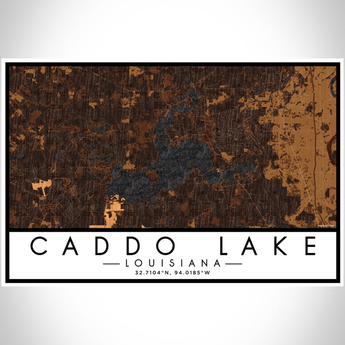 Caddo lake Louisiana Map Print Landscape Orientation in Ember Style With Shaded Background