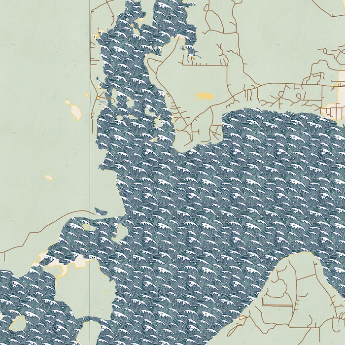 Caddo lake Louisiana Map Print in Woodblock Style Zoomed In Close Up Showing Details