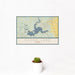 12x18 Caddo lake Texas Map Print Landscape Orientation in Woodblock Style With Small Cactus Plant in White Planter