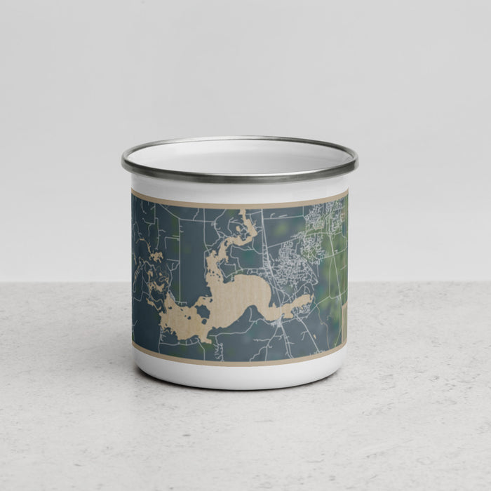 Front View Custom Caddo lake Texas Map Enamel Mug in Afternoon