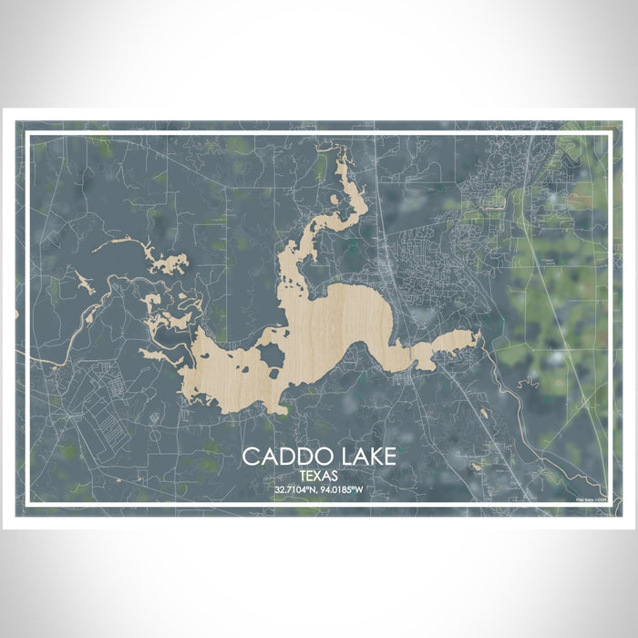 Caddo lake Texas Map Print Landscape Orientation in Afternoon Style With Shaded Background