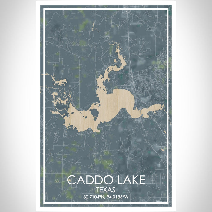 Caddo lake Texas Map Print Portrait Orientation in Afternoon Style With Shaded Background
