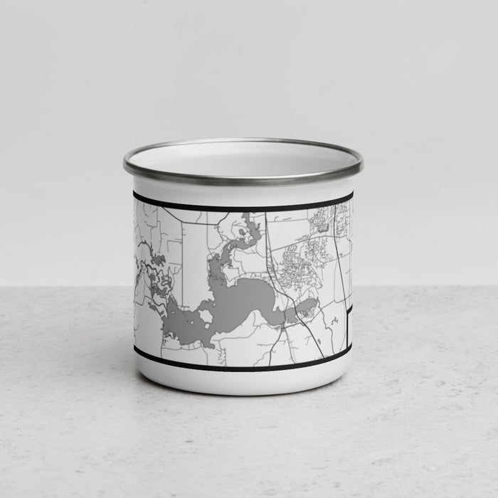 Front View Custom Caddo lake Texas Map Enamel Mug in Classic