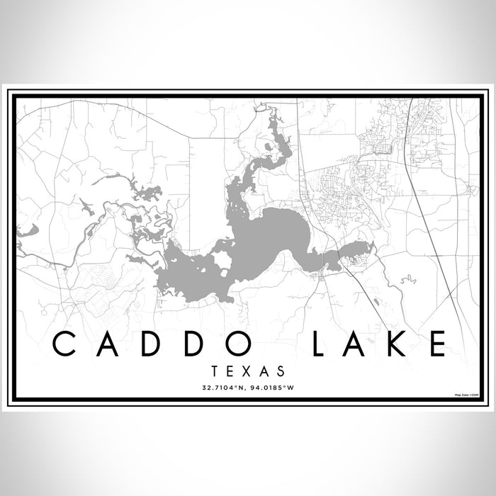Caddo lake Texas Map Print Landscape Orientation in Classic Style With Shaded Background