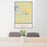 24x36 Cadiz Kentucky Map Print Portrait Orientation in Woodblock Style Behind 2 Chairs Table and Potted Plant