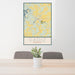 24x36 Cadiz Kentucky Map Print Portrait Orientation in Woodblock Style Behind 2 Chairs Table and Potted Plant