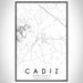 Cadiz Kentucky Map Print Portrait Orientation in Classic Style With Shaded Background