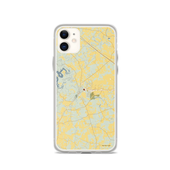 Custom iPhone 11 Cadiz Kentucky Map Phone Case in Woodblock