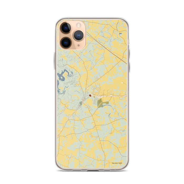 Custom iPhone 11 Pro Max Cadiz Kentucky Map Phone Case in Woodblock