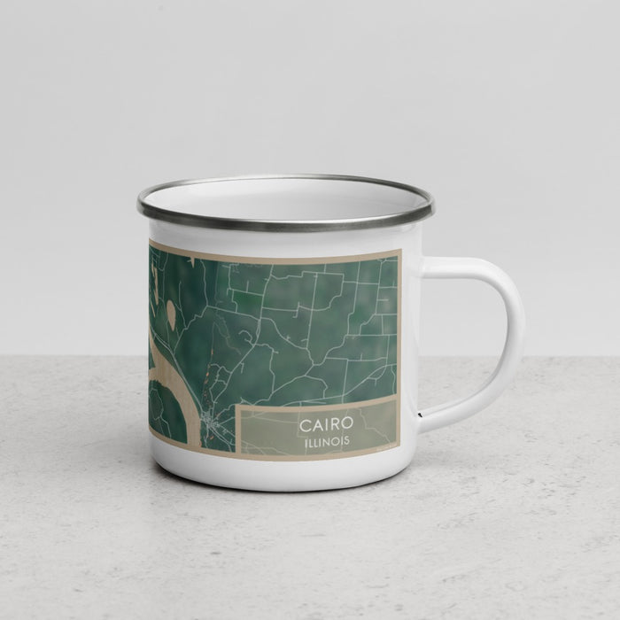 Right View Custom Cairo Illinois Map Enamel Mug in Afternoon