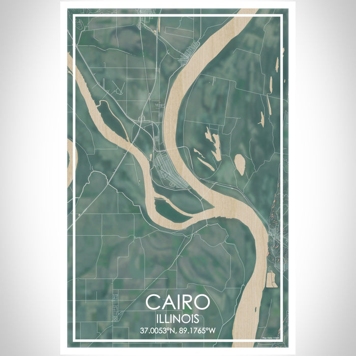 Cairo Illinois Map Print Portrait Orientation in Afternoon Style With Shaded Background