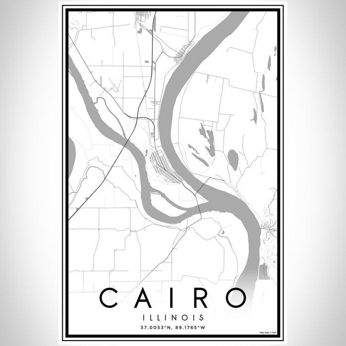 Cairo Illinois Map Print Portrait Orientation in Classic Style With Shaded Background