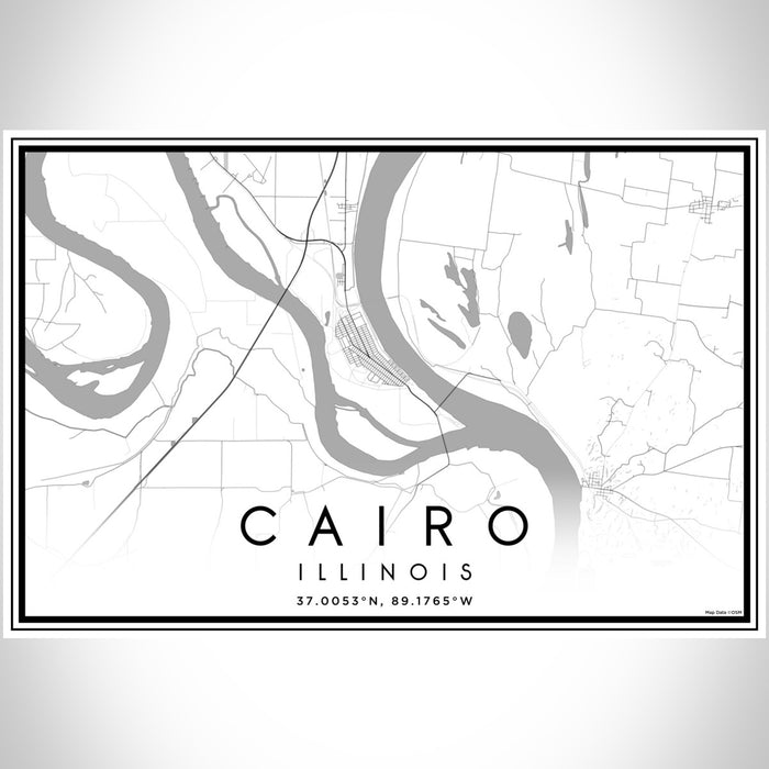 Cairo Illinois Map Print Landscape Orientation in Classic Style With Shaded Background
