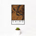 12x18 Cairo Illinois Map Print Portrait Orientation in Ember Style With Small Cactus Plant in White Planter