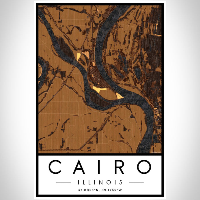 Cairo Illinois Map Print Portrait Orientation in Ember Style With Shaded Background