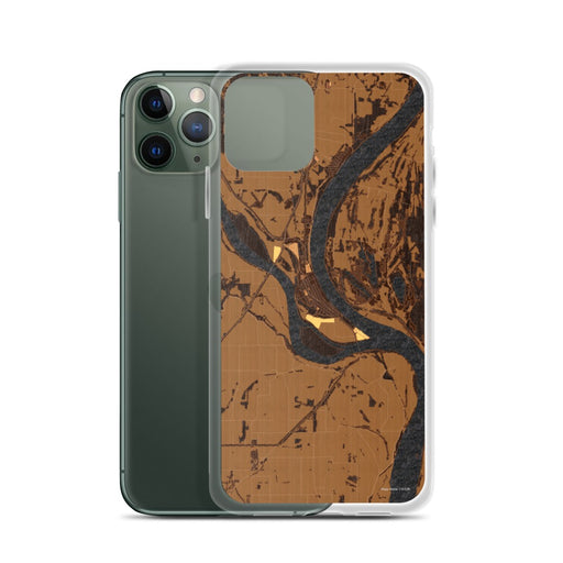 Custom Cairo Illinois Map Phone Case in Ember on Table with Laptop and Plant