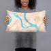 Person holding 20x12 Custom Cairo Illinois Map Throw Pillow in Watercolor