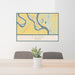24x36 Cairo Illinois Map Print Landscape Orientation in Woodblock Style Behind 2 Chairs Table and Potted Plant