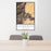 24x36 Calderwood Tennessee Map Print Portrait Orientation in Ember Style Behind 2 Chairs Table and Potted Plant