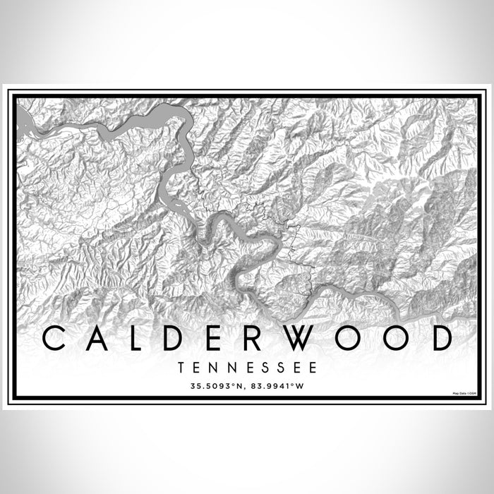 Calderwood Tennessee Map Print Landscape Orientation in Classic Style With Shaded Background