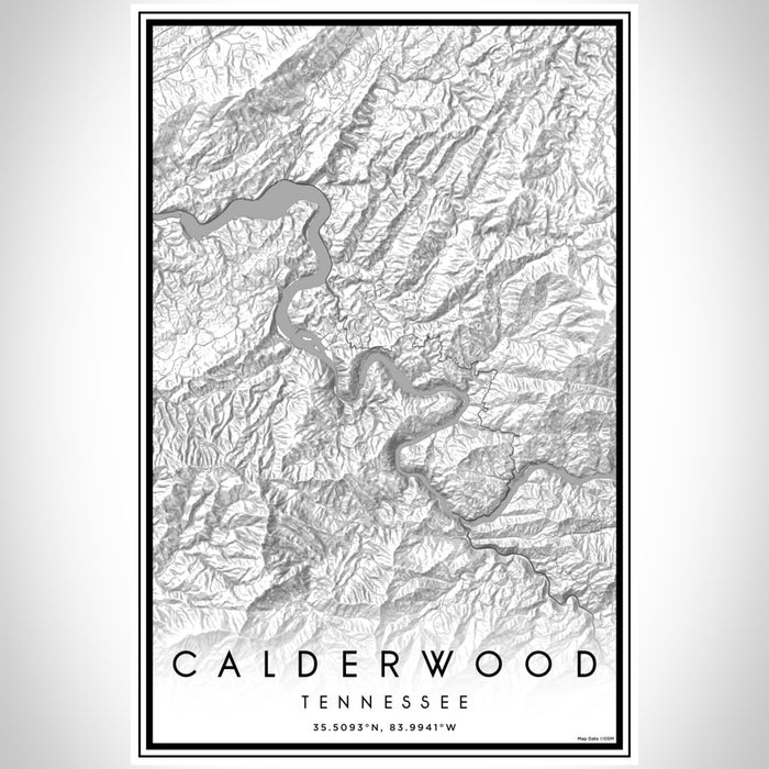 Calderwood Tennessee Map Print Portrait Orientation in Classic Style With Shaded Background