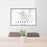 24x36 Caldwell Idaho Map Print Lanscape Orientation in Classic Style Behind 2 Chairs Table and Potted Plant