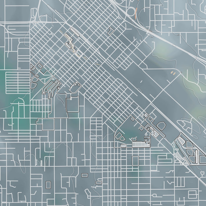 Caldwell Idaho Map Print in Afternoon Style Zoomed In Close Up Showing Details