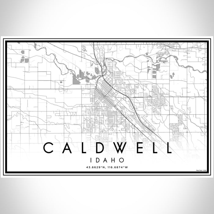 Caldwell Idaho Map Print Landscape Orientation in Classic Style With Shaded Background
