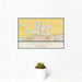 12x18 Calexico California Map Print Landscape Orientation in Woodblock Style With Small Cactus Plant in White Planter