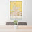 24x36 Calexico California Map Print Portrait Orientation in Woodblock Style Behind 2 Chairs Table and Potted Plant