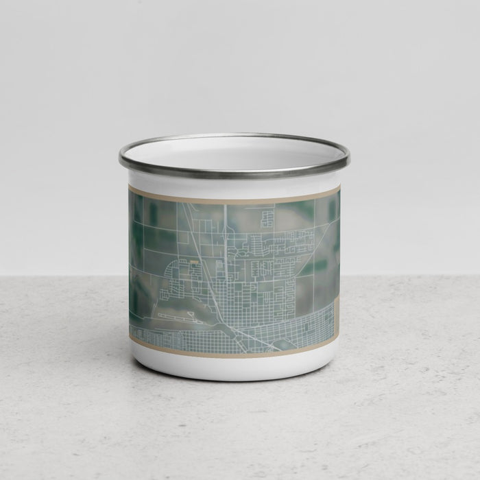 Front View Custom Calexico California Map Enamel Mug in Afternoon