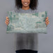 Person holding 20x12 Custom Calexico California Map Throw Pillow in Afternoon