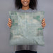Person holding 18x18 Custom Calexico California Map Throw Pillow in Afternoon