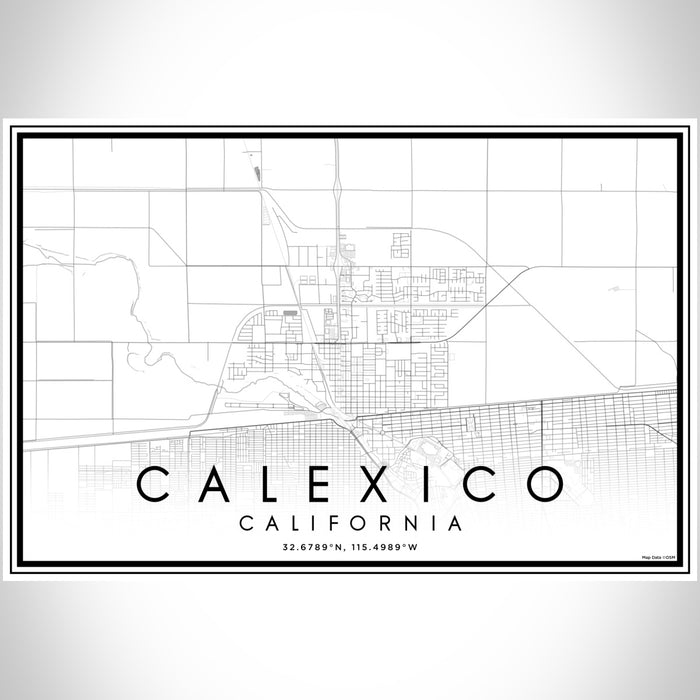 Calexico California Map Print Landscape Orientation in Classic Style With Shaded Background