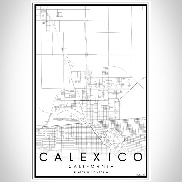 Calexico California Map Print Portrait Orientation in Classic Style With Shaded Background