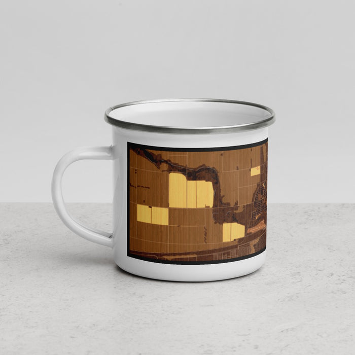 Left View Custom Calexico California Map Enamel Mug in Ember