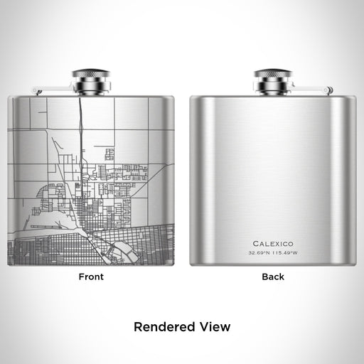 Rendered View of Calexico California Map Engraving on 6oz Stainless Steel Flask