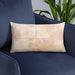 Custom Calexico California Map Throw Pillow in Watercolor on Blue Colored Chair