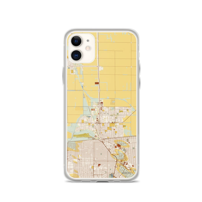 Custom iPhone 11 Calexico California Map Phone Case in Woodblock