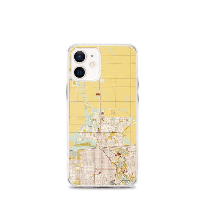 Custom iPhone 12 mini Calexico California Map Phone Case in Woodblock