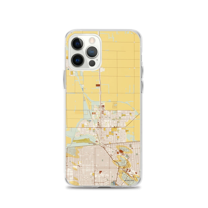 Custom iPhone 12 Pro Calexico California Map Phone Case in Woodblock