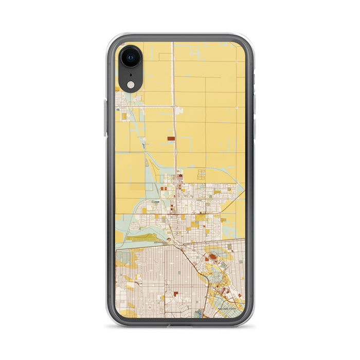 Custom iPhone XR Calexico California Map Phone Case in Woodblock