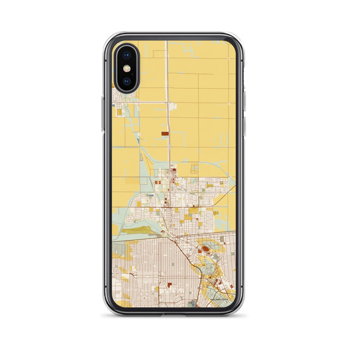 Custom iPhone X/XS Calexico California Map Phone Case in Woodblock