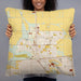 Person holding 22x22 Custom Calexico California Map Throw Pillow in Woodblock