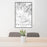 24x36 Calistoga California Map Print Portrait Orientation in Classic Style Behind 2 Chairs Table and Potted Plant